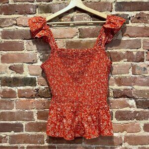 NEW Madewell Lucie Smocked Peplum Top in Piazza Floral Size 14W NF227